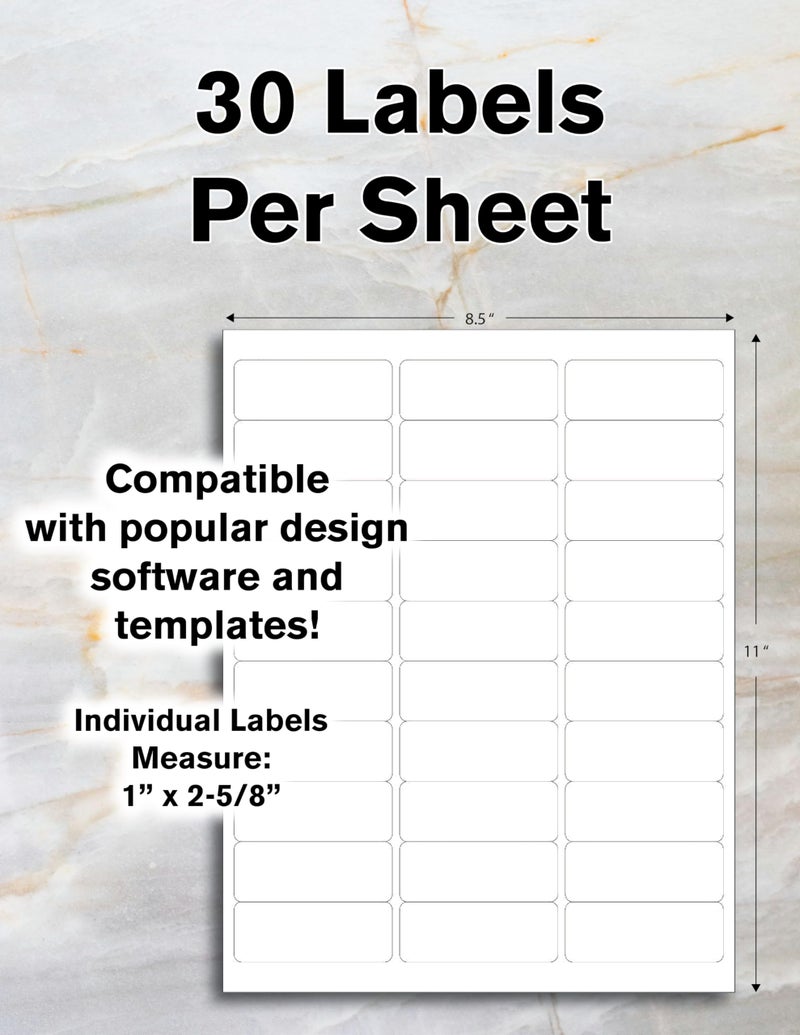 Blank Labels Fluorescent Orange Printable Mailing Labels/Qty 30 Labels Per Sheet / 2-5/8" x 1" (2.625 x 1) / Bright Adhesive Paper/Compatible with Inkjet and Laser Printer/Blank Labels - Image 3